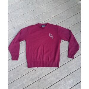 Pine State Sweater Mens Large Red Acrylic Monogram WEH Knit Crewneck Pullover‎